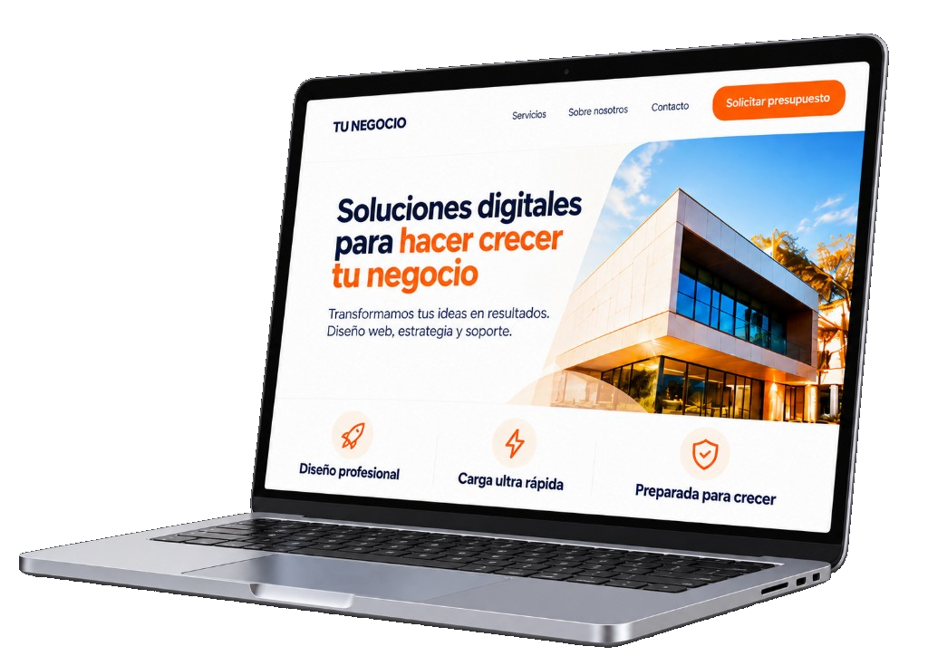 Portátil mostrando una web preparada para hacer crecer un negocio